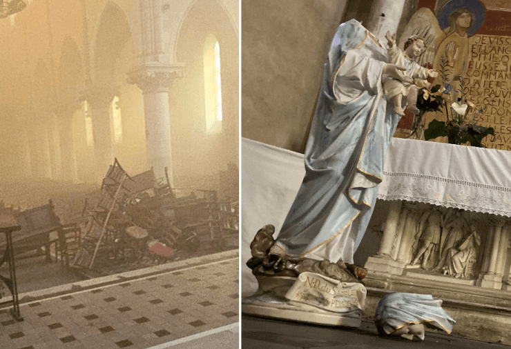 France: A statue of the Virgin Mary was beheaded and a fire set in the Sainte-Thérèse church in Poitiers. The building had already been the target of an attack two years ago – Allah's Willing Executioners