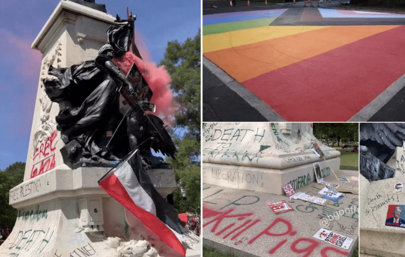 Teens Arrested For Scooter Marks on Pride Street Mural as Biden Regime Defends Hamas Rioters Who Desecrate Historic Statues and Scream About Killing Jews - Geller Report